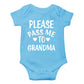 Cbtwear Please Pass Me To Grandma Baby Bodysuit Funny Infant Outfit Cute Newborn Clothes Unisex Romper (6 Months, Light Blue)