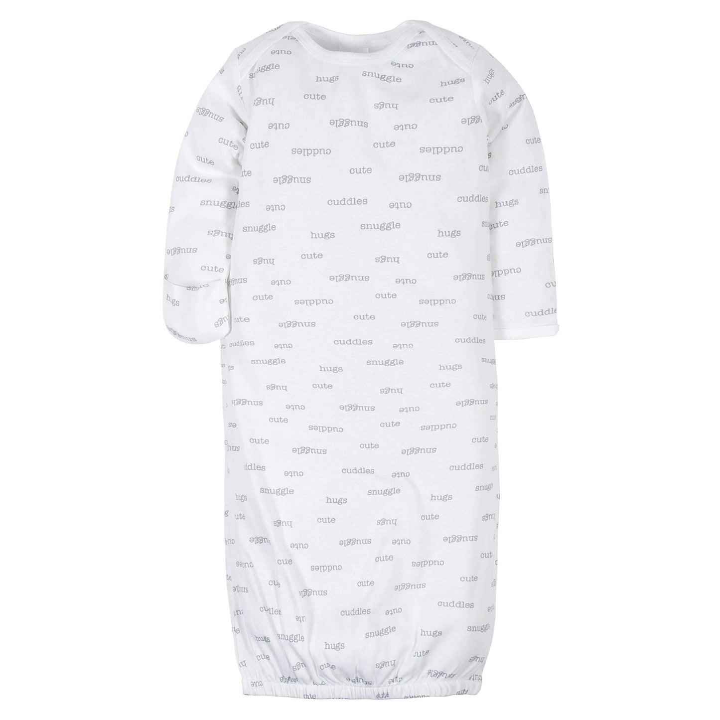 Gerber Unisex Baby Boy And Girls 4-Pack Sleeper Gown Words Grey Preemie