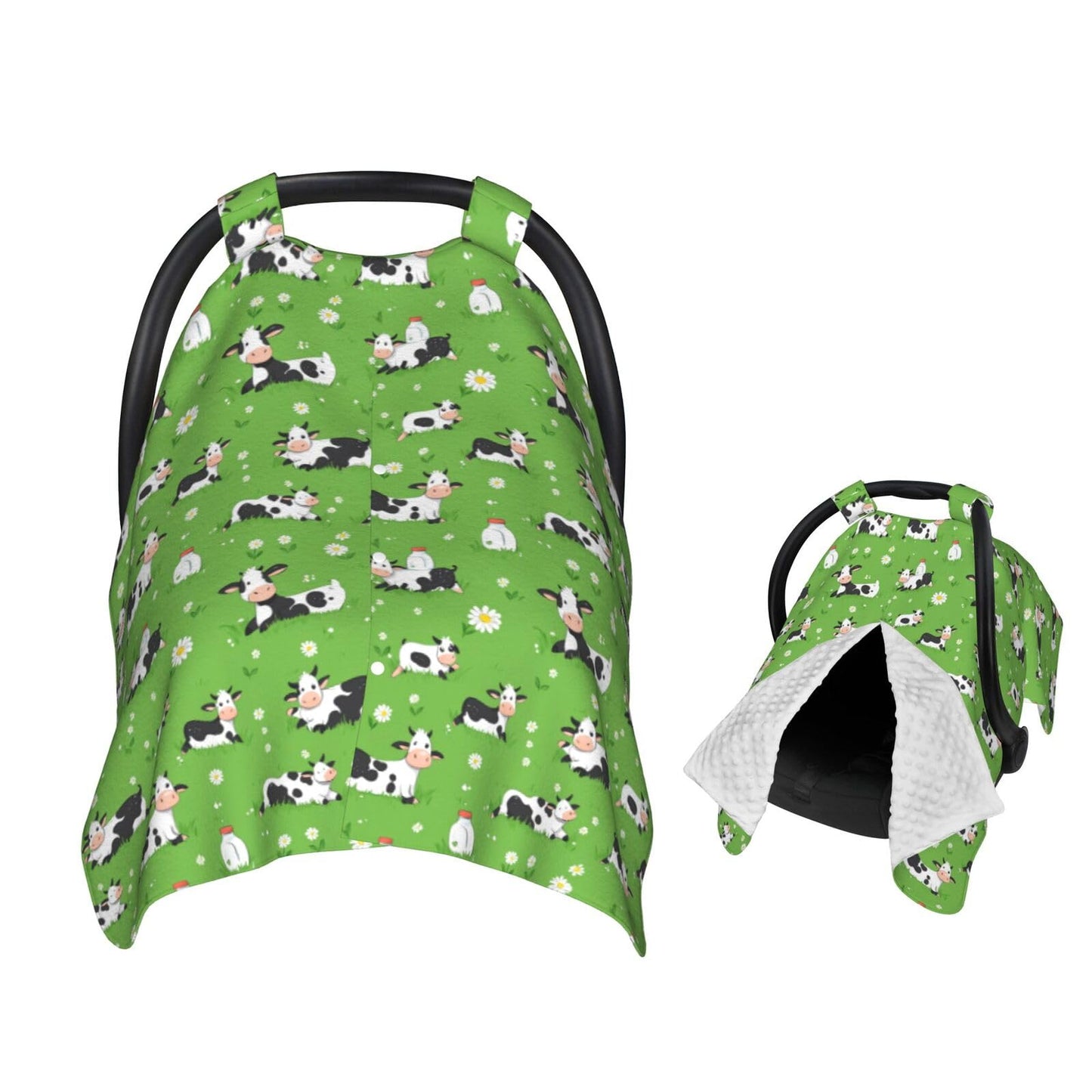 Muishi Cows and Milk On Grass Baby Car Seat Canopy Nursing Cover for Newborn Car Seat Breastfeeding Covers Blanket Newborn Showe