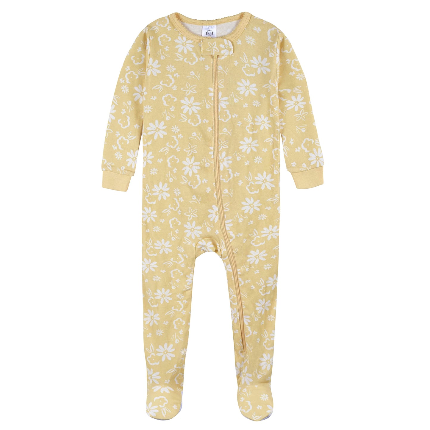 Gerber Baby Girls 2-Pack Footed Pajamas, Rose Garden Yellow, 0-3 Months