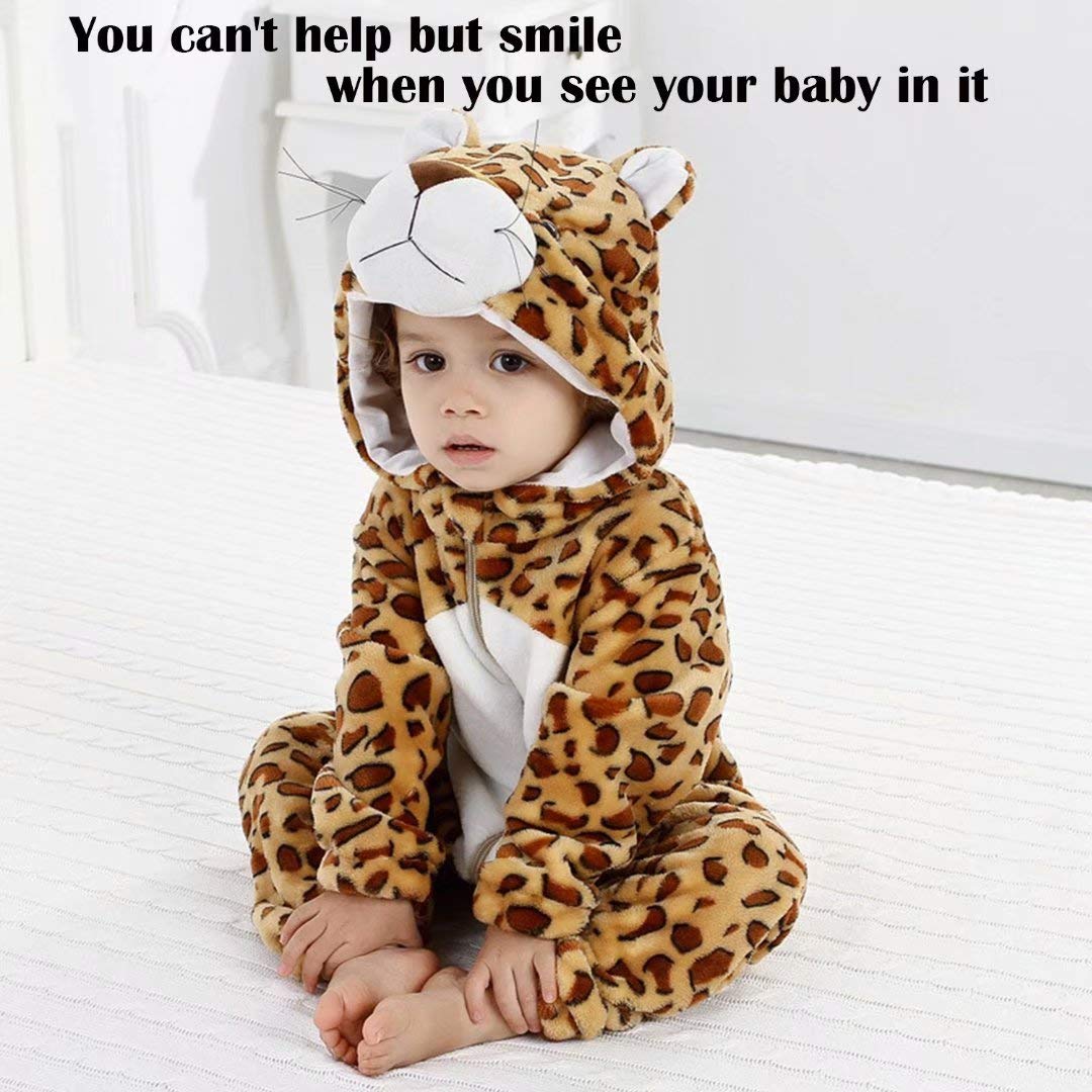 Qiaoniuniu Halloween Baby Leopard Costumes Toddler Outfit Infants Cosplay Romper 6-12 Months