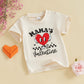 Kids Toddler Baby Boys Girls Valentine'S Day T-Shirt Mama'S Valentine Love Heart Short Sleeve Top (Beige, 2-3 Years)