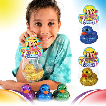 Glitter Rubber Ducks Metallic Colors 3 (1 Unit Assorted) Rubber Duckies Fidget Toy for Kids, Sensory Play, Stress Relief, Stocki