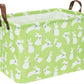 CLOCOR Rectangular Green Bunny Easter Gift Basket Empty,Waterproof Storage Bin with Handles,Gift Basket(Rabbit)