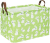 CLOCOR Rectangular Green Bunny Easter Gift Basket Empty,Waterproof Storage Bin with Handles,Gift Basket(Rabbit)