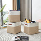 DECOMOMO 13 Inch Cube Storage Bins, Fabric Storage Cube, Basket for Kallax Shelves (Beige & White, Cube 13 - 4 Pack)