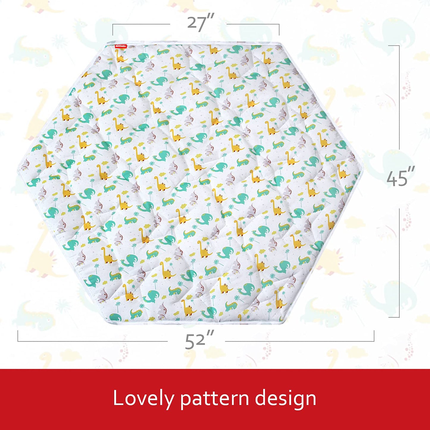 Hexagon Playpen Mat, Dinosaur Print Baby Playmat Kids Tent Mat Hexagon Rug Mat Suitable For Regalo My Play Portable Play Yard Si