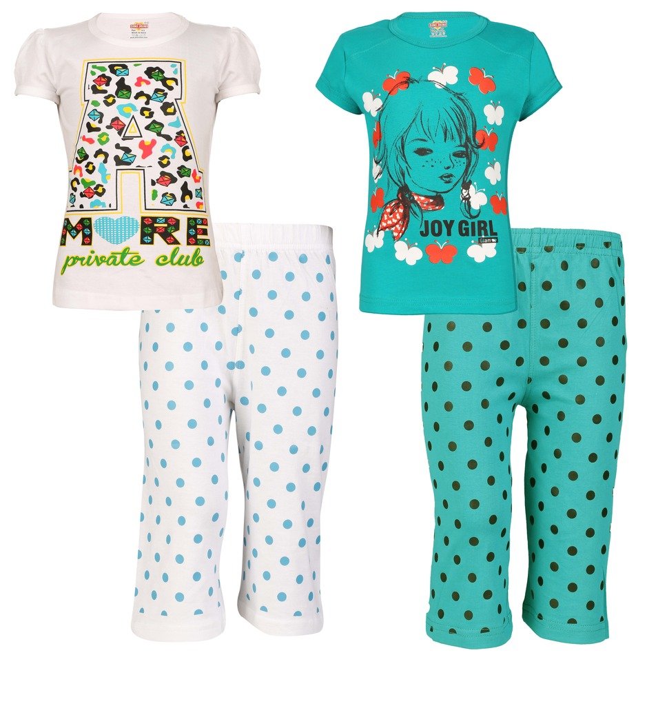 SINI MINI Girls Dot Print Capri Set Combo