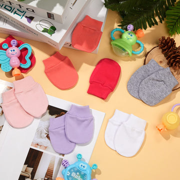 Geyoga 6 Pairs Newborn Baby Mittens No Scratch Gloves Infant Toddler Anti Scratch Essentials Unisex Cotton for 3-9 Months Girls