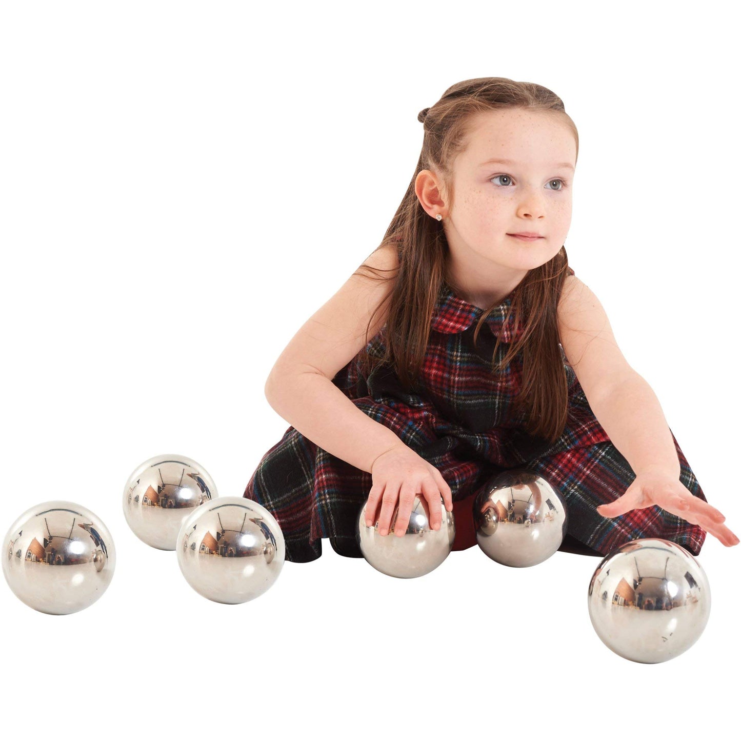 Constructive Playthings Kids Sensory Reflective Balls, Silver (Set of 6)