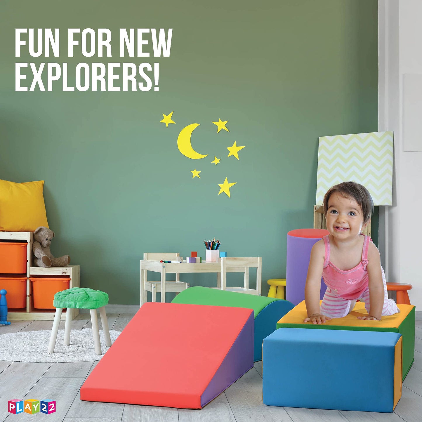 Climb And Crawl Activity Play Set - Climbing Foam Shape Toy For Toddlers 5 Piece Soft Zone Climbing Blocks, Safe Indoor Crawling