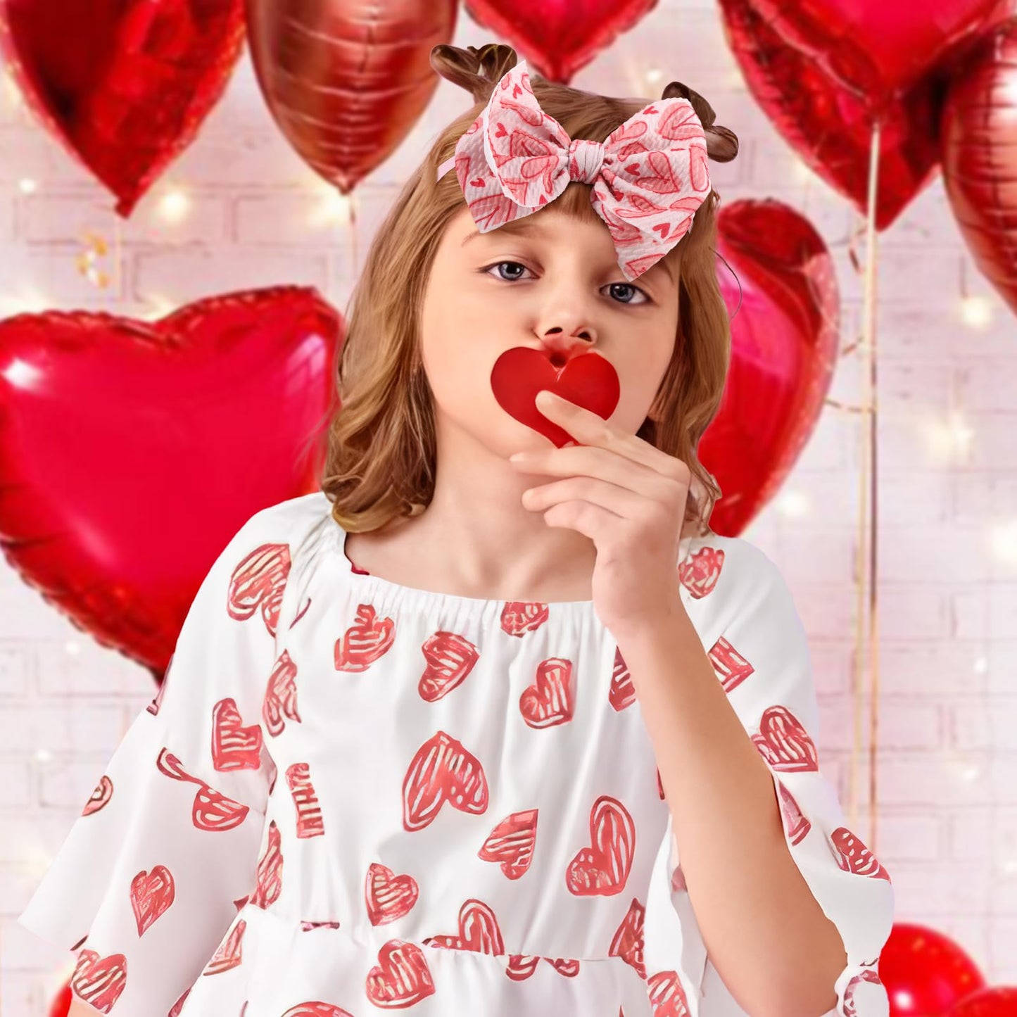 Yanjie Nylon Valentines Bows For Baby Girls Red Heart Bow Headband Newborn Toddler Infant Hot Pink Hair Bow Valentines Day Headb