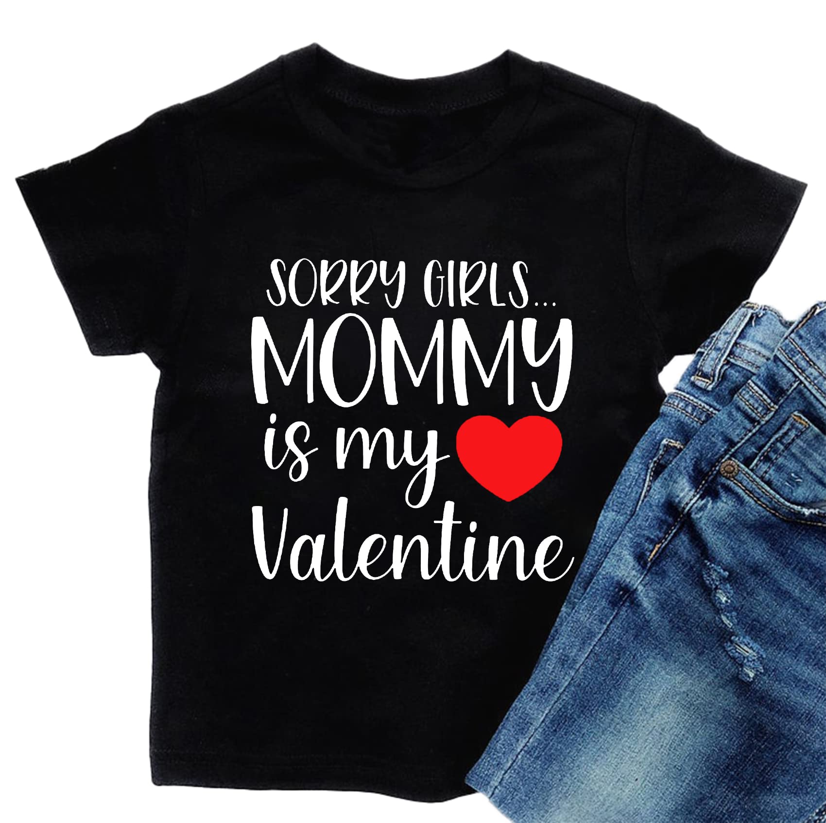 Valentine'S Day Shirts Toddler Boys Valentine T-Shirt Mommy Is My Valentine Tshirt Graphic Tee Tops Black