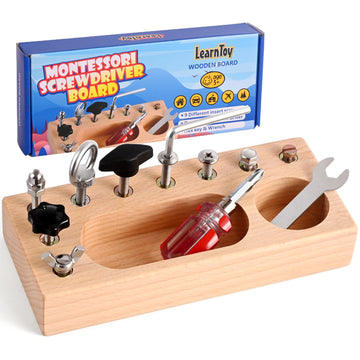 LearnToy Montessori Toys for 3 4 5 Year Old - Montessori Screwdriver Board Set - Learning Sensory Toys - Fine Motor Skills Toys 