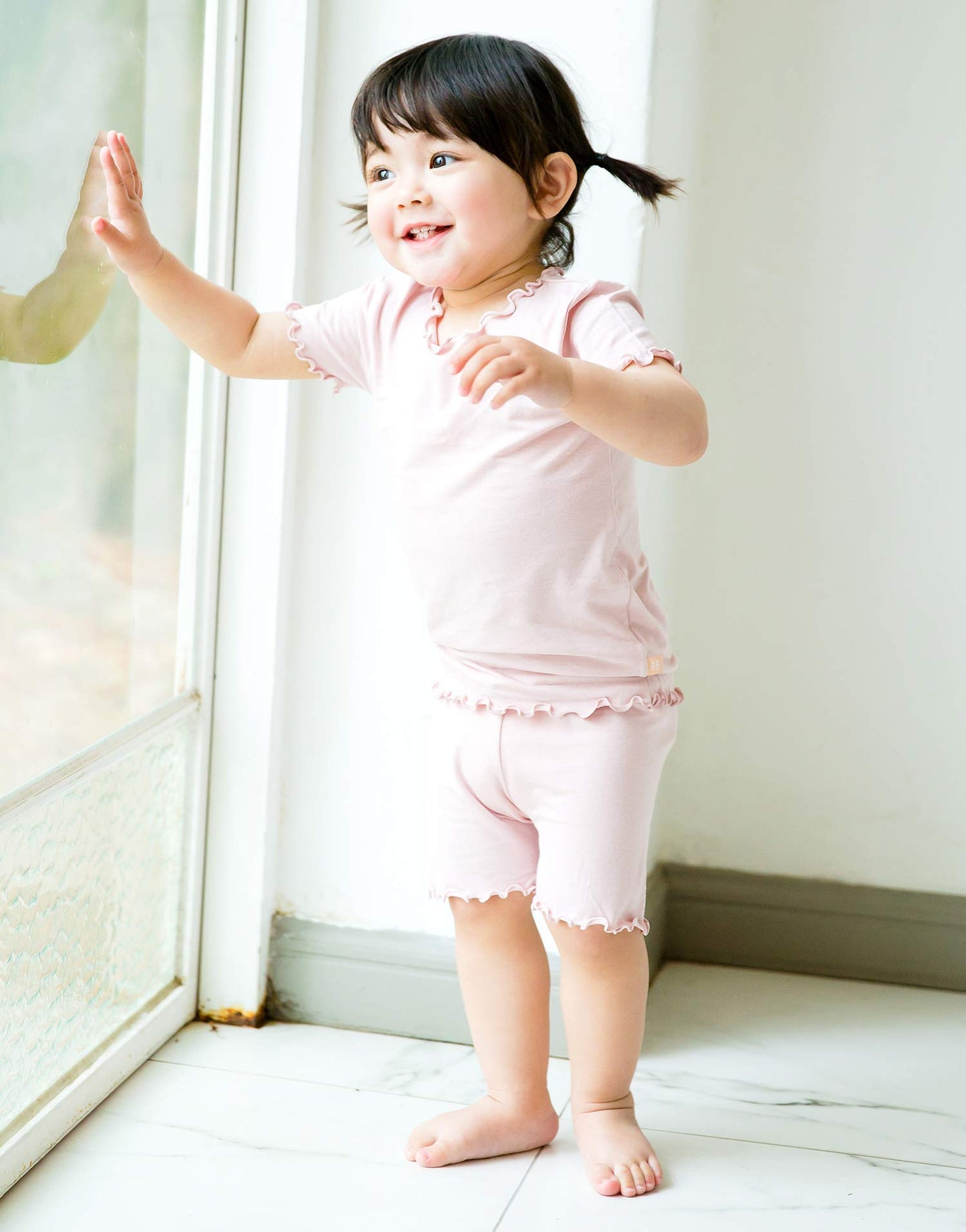 Vaenait Baby Infant Kids Toddler Short Sleeve Sleepwear Pajamas 2Pcs Set Shirring Greypink Js