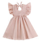 Goodplayer Toddler Baby Girl Dress Summer Cotton Linen Ruffle Halter Sleeveless Kids Casual Beach Party Dresses 1-6 Years (Pink)