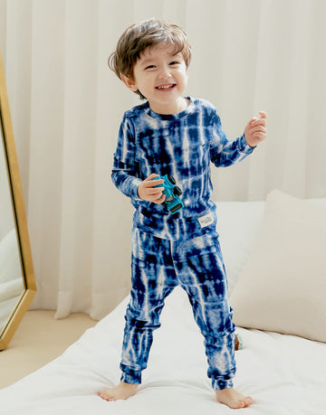 Vaenait Baby Kids Junior 100% Cotton Sleepwear Pajamas 2Pcs Set Tiedye-Thundernavy-257 M