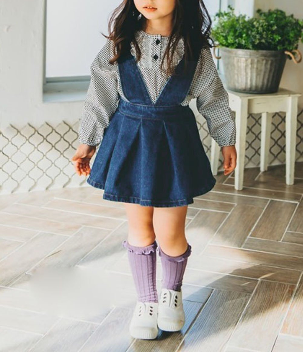 Zaxarra Toddler Baby Girls Strap Suspender Skirt Overalls Dress Outfit (Blue, 6-12 Months)