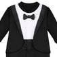 Lilax Baby Boy Gentleman Tuxedo Footie Christmas Holiday Outfit With Bow Tie (9 Months, Black)