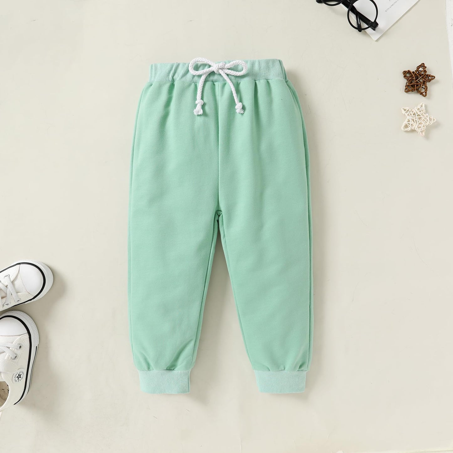 Happy Town Toddler Fall Outfits For Girl Boy Long Sleeve Hoodie Top And Long Sweatpants Set Toddler Sweatsuit (Solid Color-Green