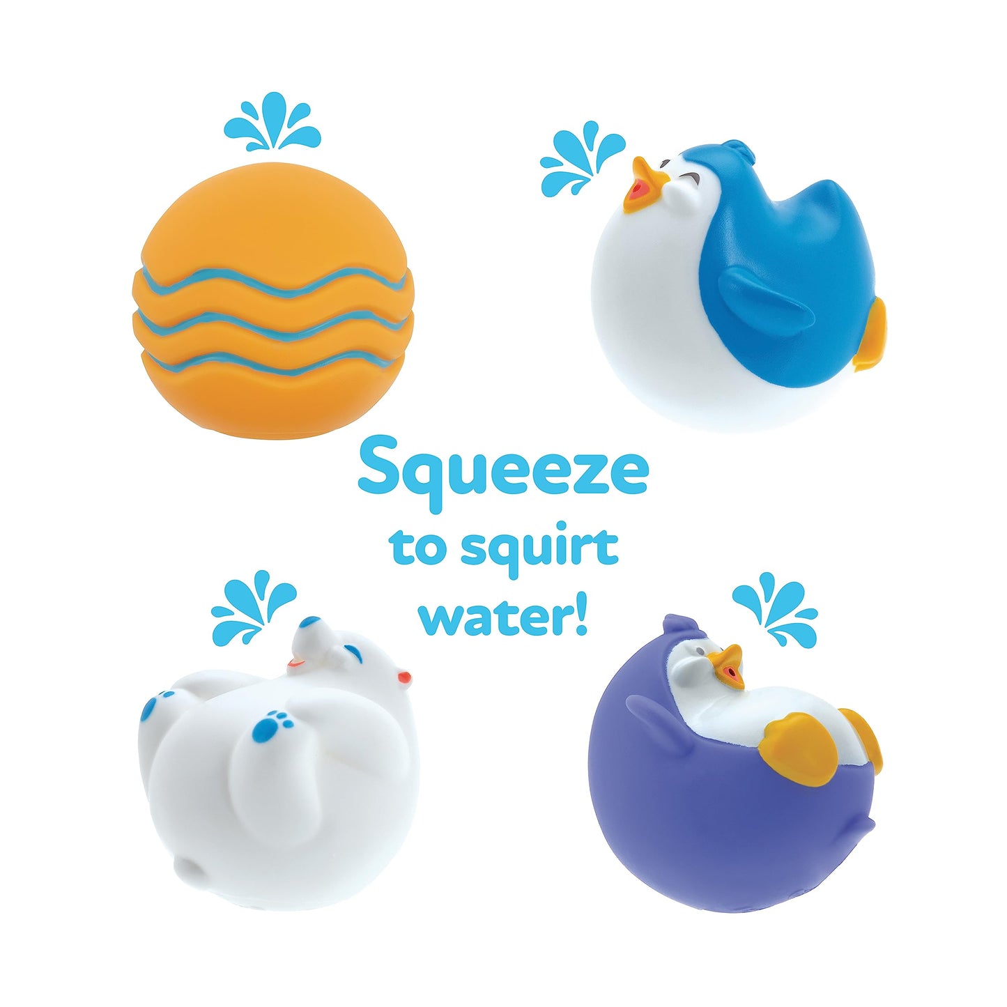Nuby Penguin Slide Bath Toy Play Set with 4 Bath Squirters - Baby Bath Toys for Boys and Girls 12+ Months - Suction Cup Toy Atta