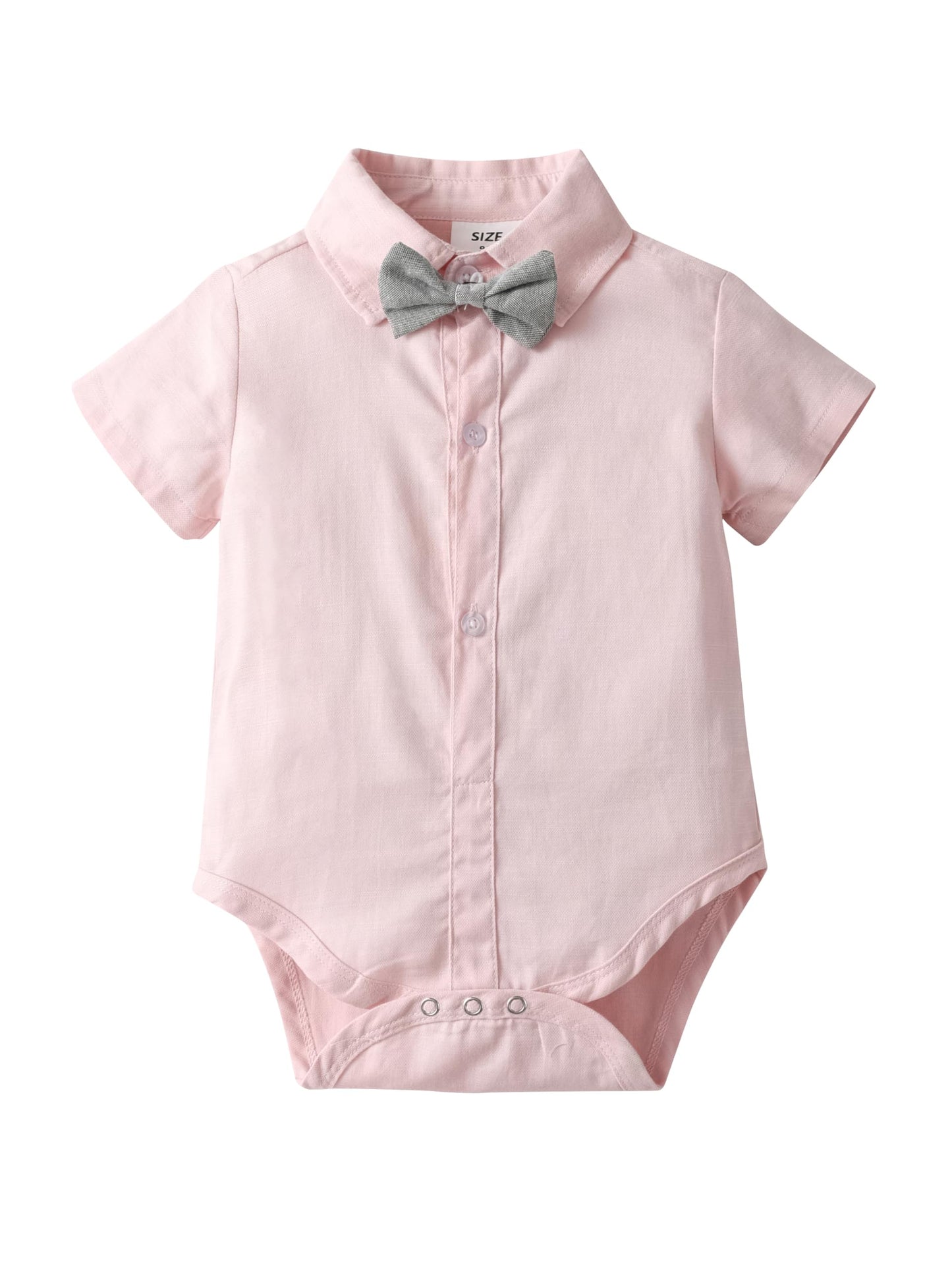Baby Boys Gentleman Outfits Suits, Infant Short Shirt+Bib Pants+Bow Tie Overalls Clothes Set,3-6M