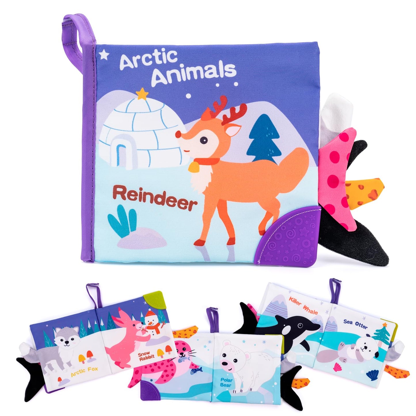 Love&Mini Baby Cloth Book Toys - Arctic Whale Sensory Touch & Feel Crinkle Books for Babies 6+ Months, Early Development Interac