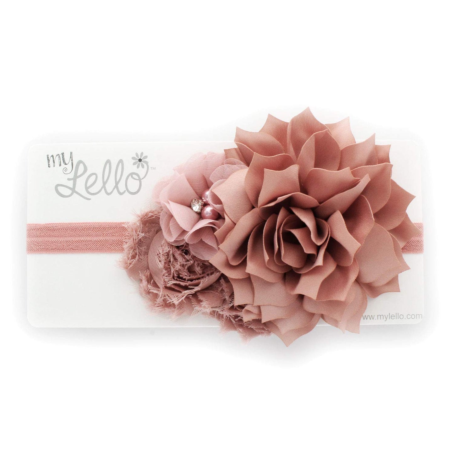 My Lello Baby Headband Shabby Fabric Flower Cluster Stretchy Elastic Navy