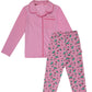 KiddoPanti Girls Front Open Shirt & AOP Pyjama Set, Lt Pink, 34Y