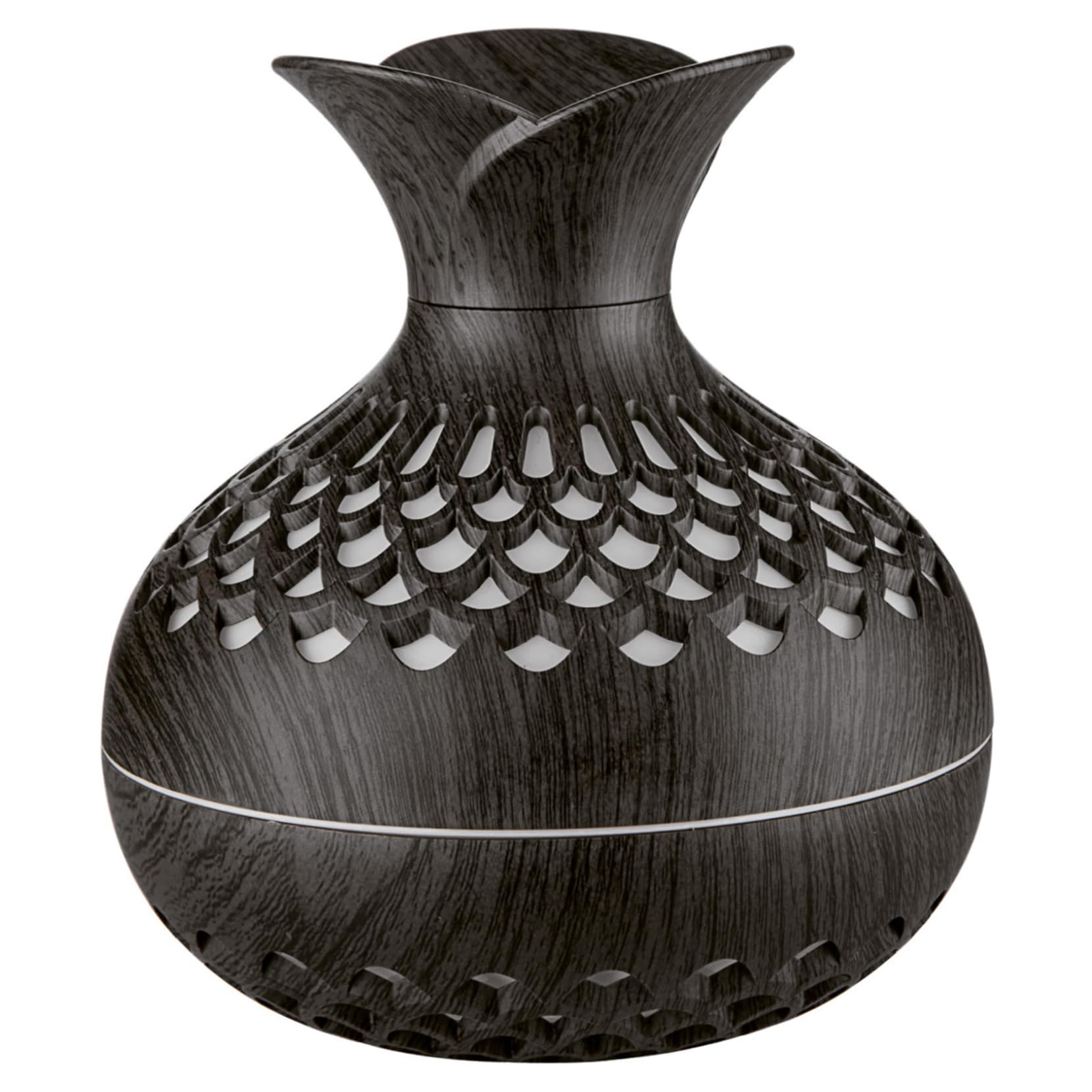 Mini Humidifier Essential Oils Diffuser 3-in-1 Humidifier with Colorful Light 300ML 2 Spray Modes Quiet USB Wood Grain Vase Shap