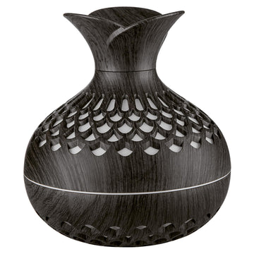 Mini Humidifier Essential Oils Diffuser 3-in-1 Humidifier with Colorful Light 300ML 2 Spray Modes Quiet USB Wood Grain Vase Shap