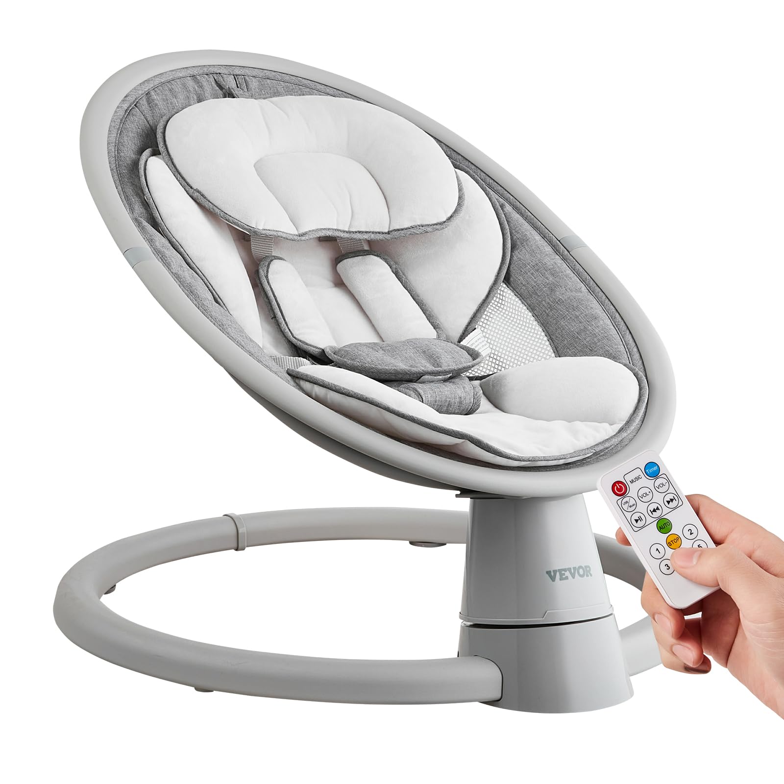 Vevor Baby Swing, 5-Speed Portable Infant Swing With Remote Control, Touch Panel, Bluetooth Music, 10 Preset Lullabies & 5-Point