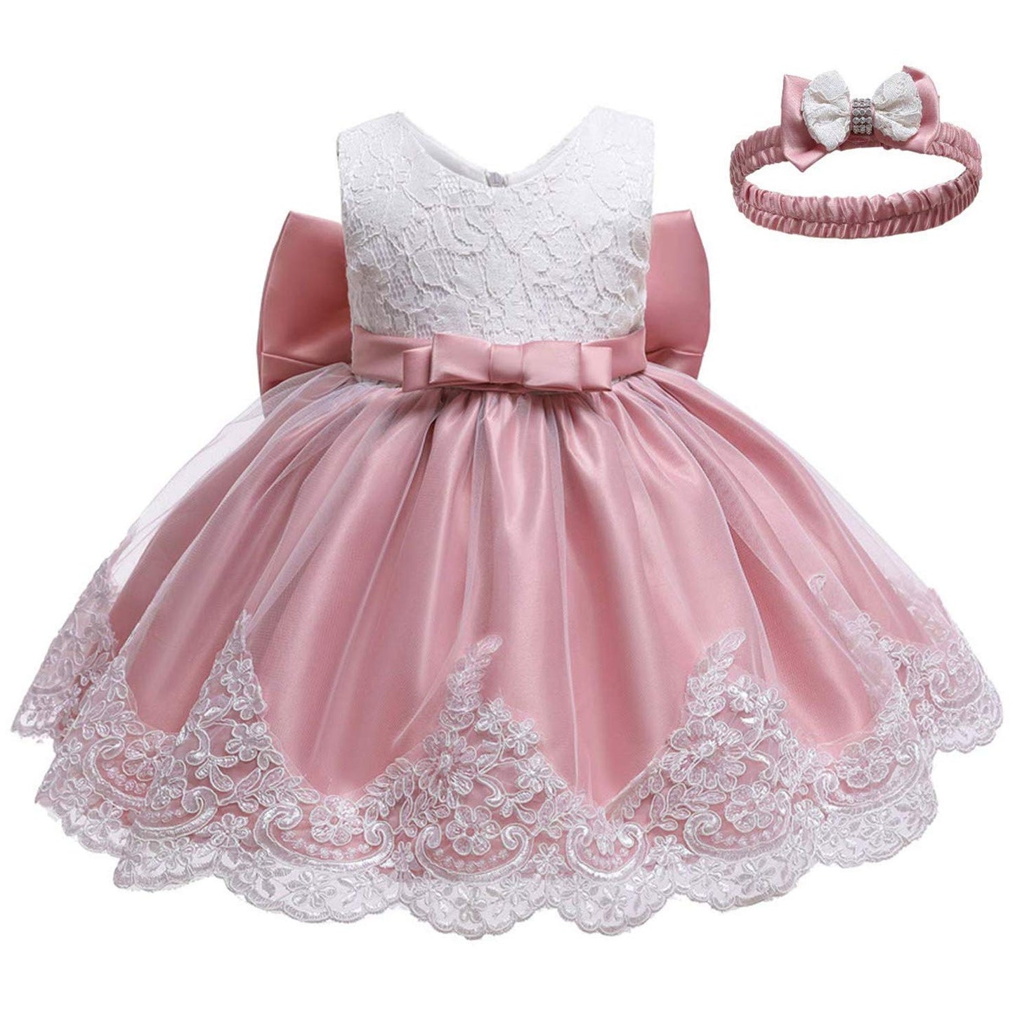 Nssmwttc Princess Girls Ball Gown Dress Child Birthday Party Christmas New Year Dresses Toddler Christmas (Pink03,90)
