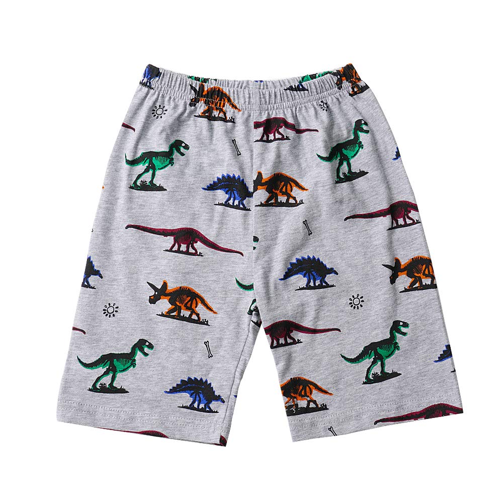 Dinosaurs Little Boys Kids Short Sleeve Pajamas Sets 100% Cotton Pjs Toddler 6T, Gray