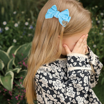 Blue Velvet Hair Bows Cute Christmas Valentine School Hair Clips Handmade New Year Hair Accessories For Kids Girls Infants Toddl