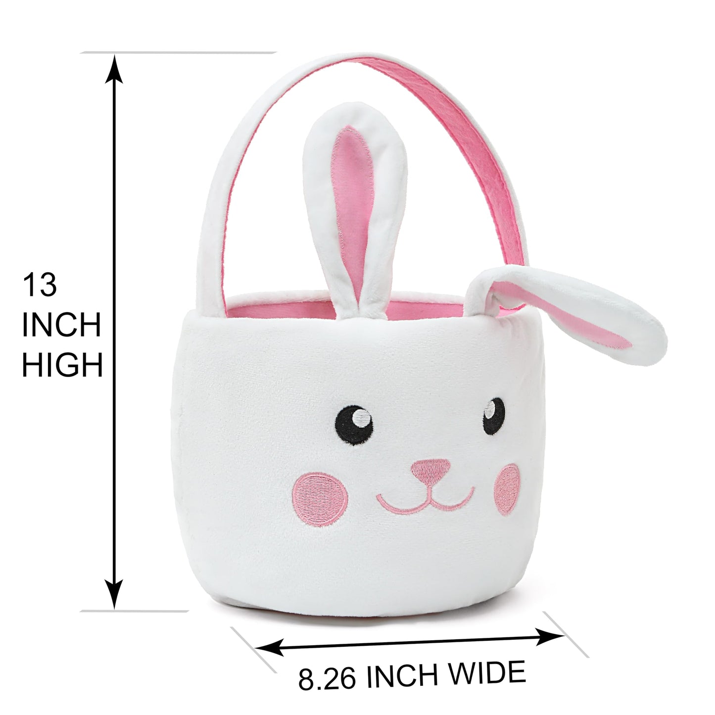 Lofytain Easter Basket Bags,Easter Eggs-Gift Baskets For Kids,Bunny Tote Bag Bucket For Easter Eggs,Toys, Candy,Gifts (Pink)