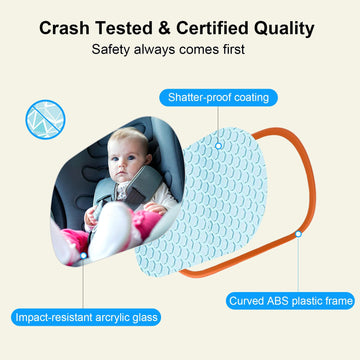 Boeyos Baby Car Mirror, Safety Car Seat Mirror For Rear Facing Infant, Clear Wide View, 360Rotation, Easily Observe The Baby Mov