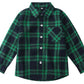 Kids Little Boys Girls Baby Red Plaid Flannel Long Sleeve Button Down Flannel Shirt Plaid Tops Girl Boy Clothes (2-3T, Green)
