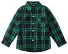 Kids Little Boys Girls Baby Red Plaid Flannel Long Sleeve Button Down Flannel Shirt Plaid Tops Girl Boy Clothes (2-3T, Green)