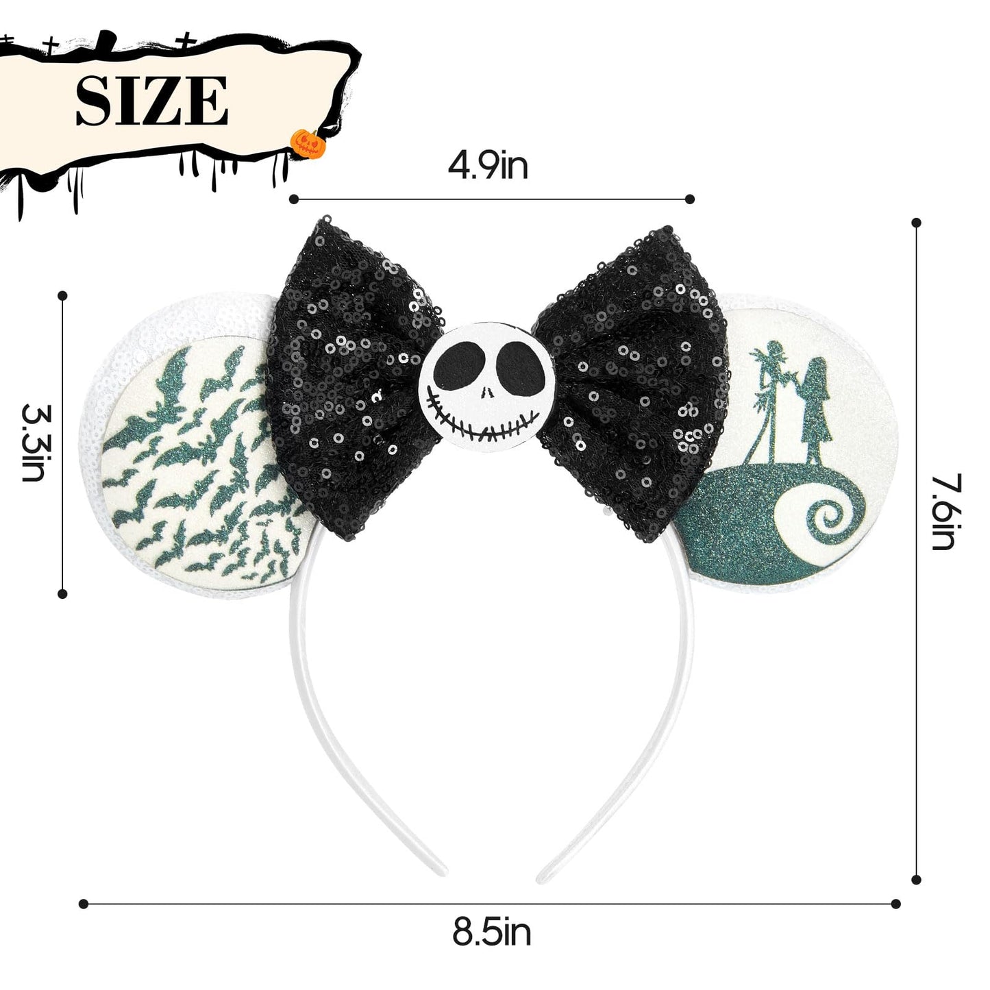 Lylin Halloween Mouse Ears Headband, Sequin Mouse Ears With Bow For Women Girls Boys, Sparkle Ears Hair Accessories For Hallowee