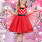 Eledobby Minnie Dress For Girls Princess Mouse Costume Birthday Party Polka Dots Tulle Tutu Dresses With Head Hoop Red 3-4T