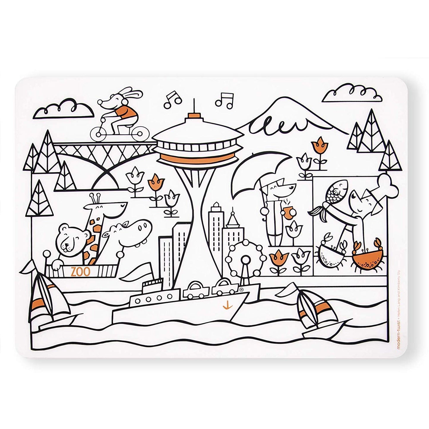 Modern-Twist 10 X 14 Reusable, Waterproof Coloring Mark-Mat Sheet For Kids, 100% Food-Grade Silicone, Pack Of 1, Seattle