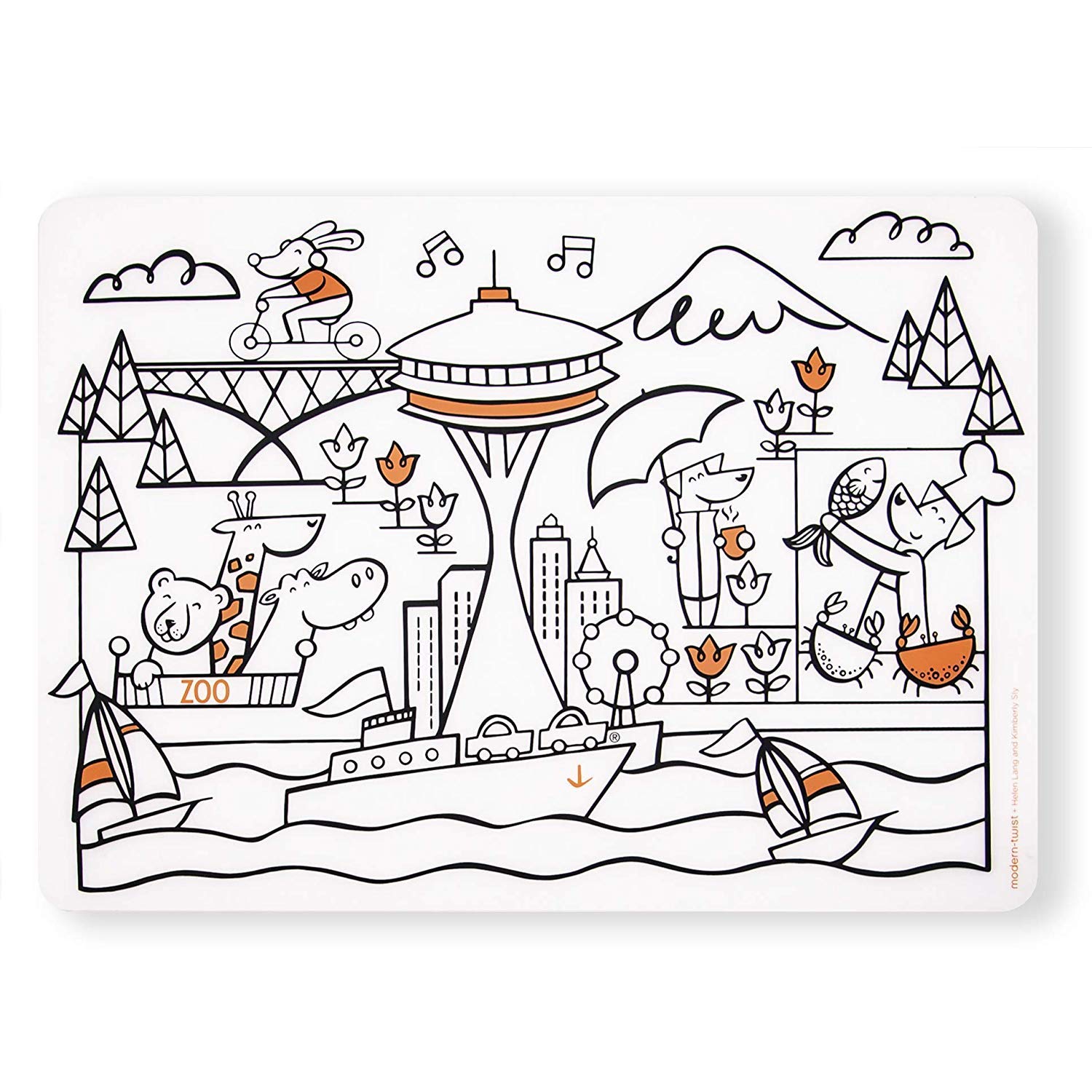 Modern-Twist 10 X 14 Reusable, Waterproof Coloring Mark-Mat Sheet For Kids, 100% Food-Grade Silicone, Pack Of 1, Seattle