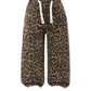 Verdusa Girls Leopard Print Wide Leg Jeans Drawstring High Waisted Denim Pants Baggy Trousers Brown 5Y
