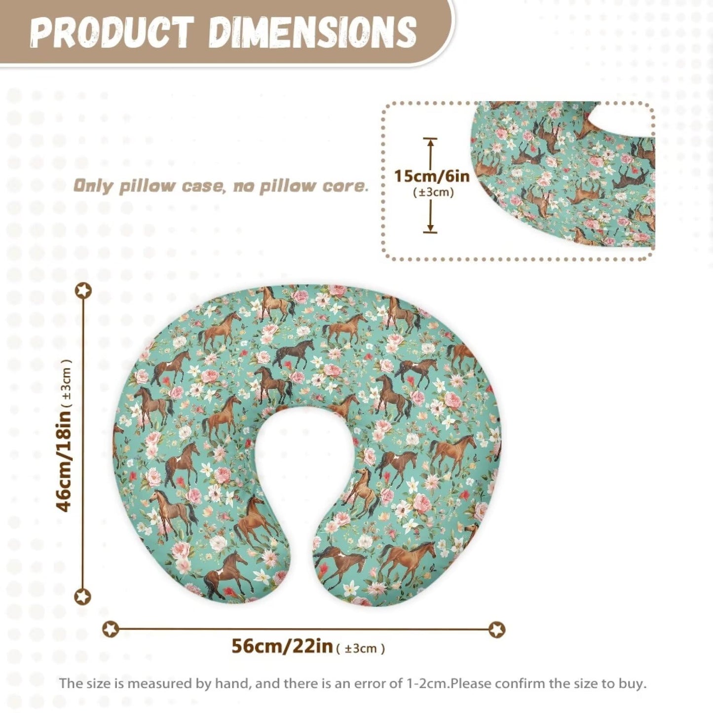 Tongluoye Flower Horse Nursing Pillow Cover For Girl Boy Breastfeeding Pillow Slipcovers Stretchable Newborn U-Shaped Breastfeed