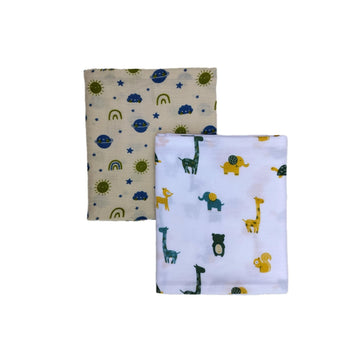 Junior Drive  Cotton Muslin Baby Swaddle Blanket (White  Cream)  Pack of 2
