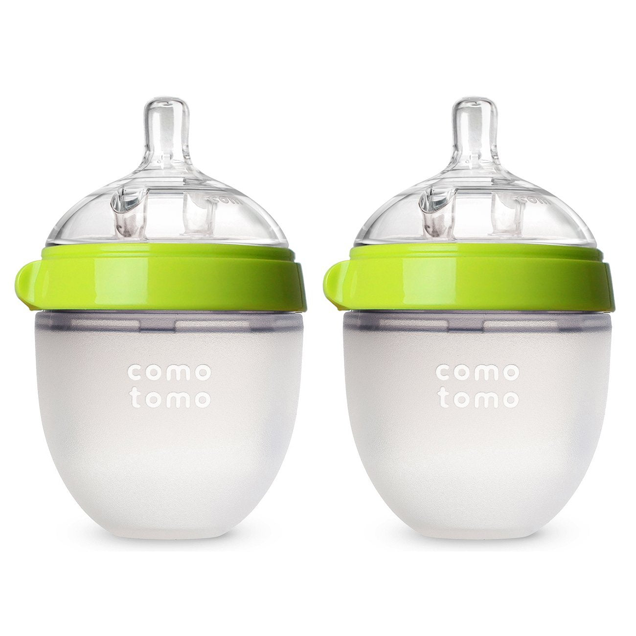 Comotomo Natural Feel Baby Bottle, Anti-Colic Nipple For Newborns, Slow Flow, Green, 5 Ounce, 2 Count