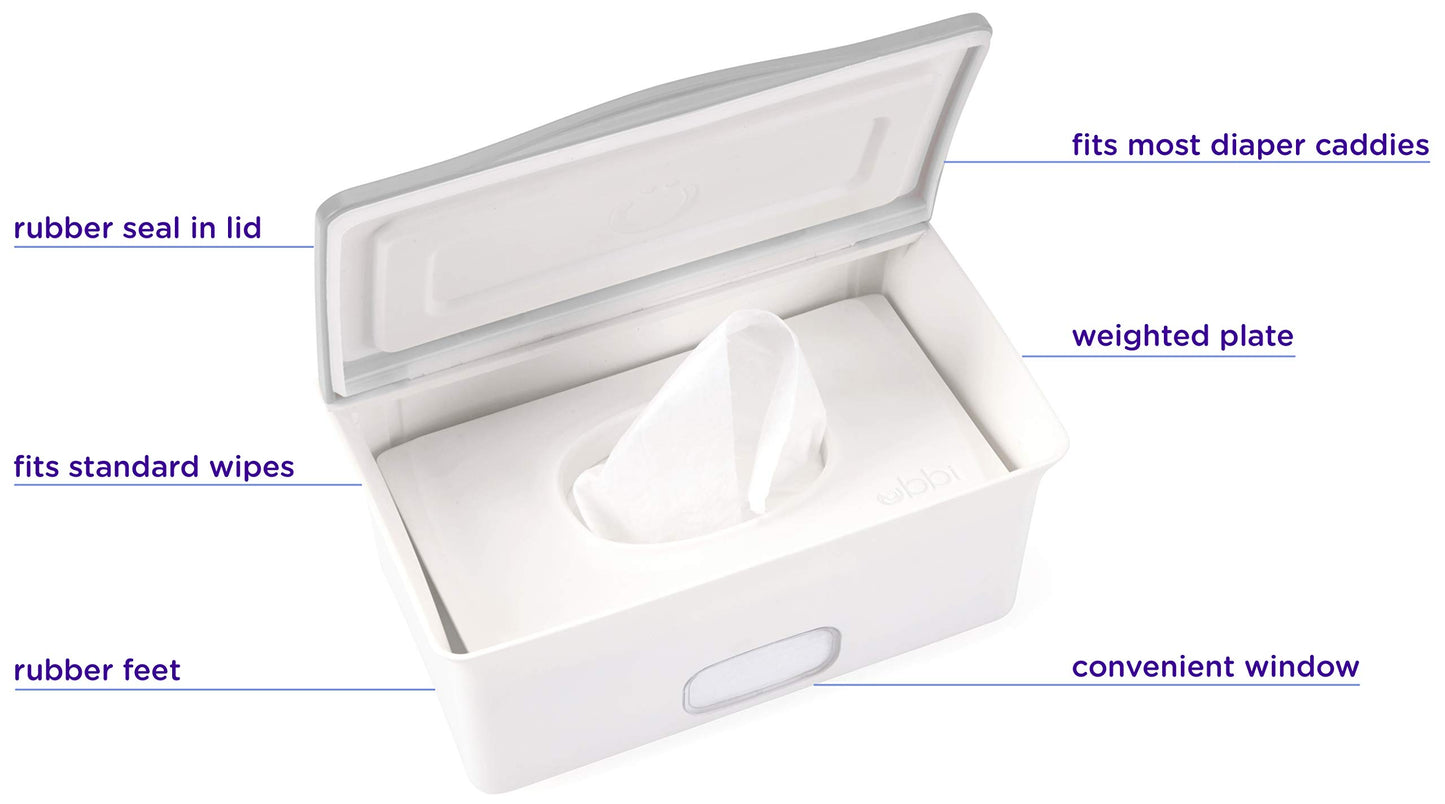 Ubbi Set Of 2 Baby Wipes Dispensers With Weighted Plates And Secure Seals, Nursery And Baby Registry Essential To Keep Wipes Fre