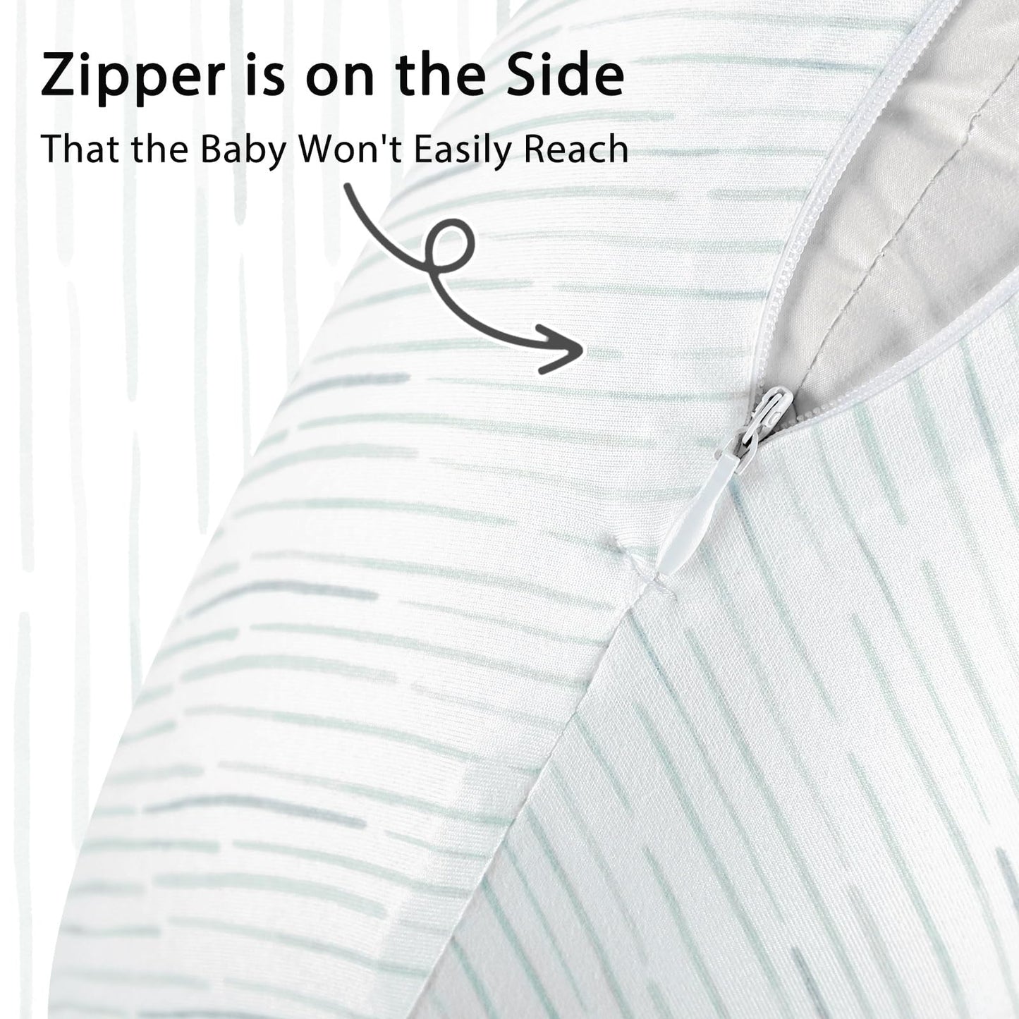 Pea Pod Striped Nursing Pillow Cover Breastfeeding Pillow Slipcover For Moms Soft Breathable Organic Knit Fabric Newborn Infant