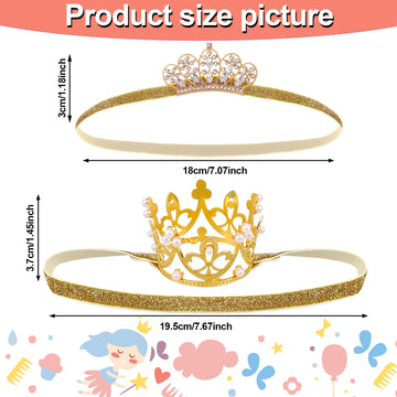 Gold Baby Crown Baby Tiara Baby Crown Headband Crystal Crown Hair Belt For Little Girl Infant Princess Tiaras Birthday Elastic H
